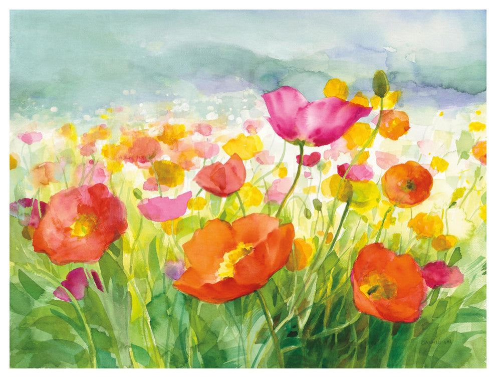 "Meadow Poppies" Digital Paper Print by Danhui Nai, 50"x38"