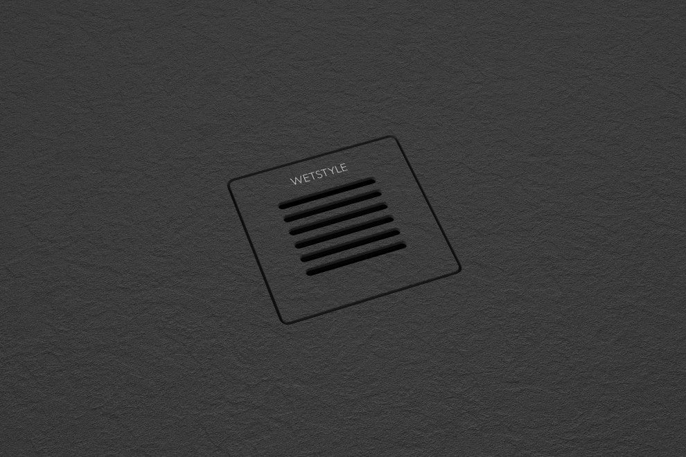 48x36 Feel Shower Base, Center Drain High Density Stone Composite, Black, 48x36