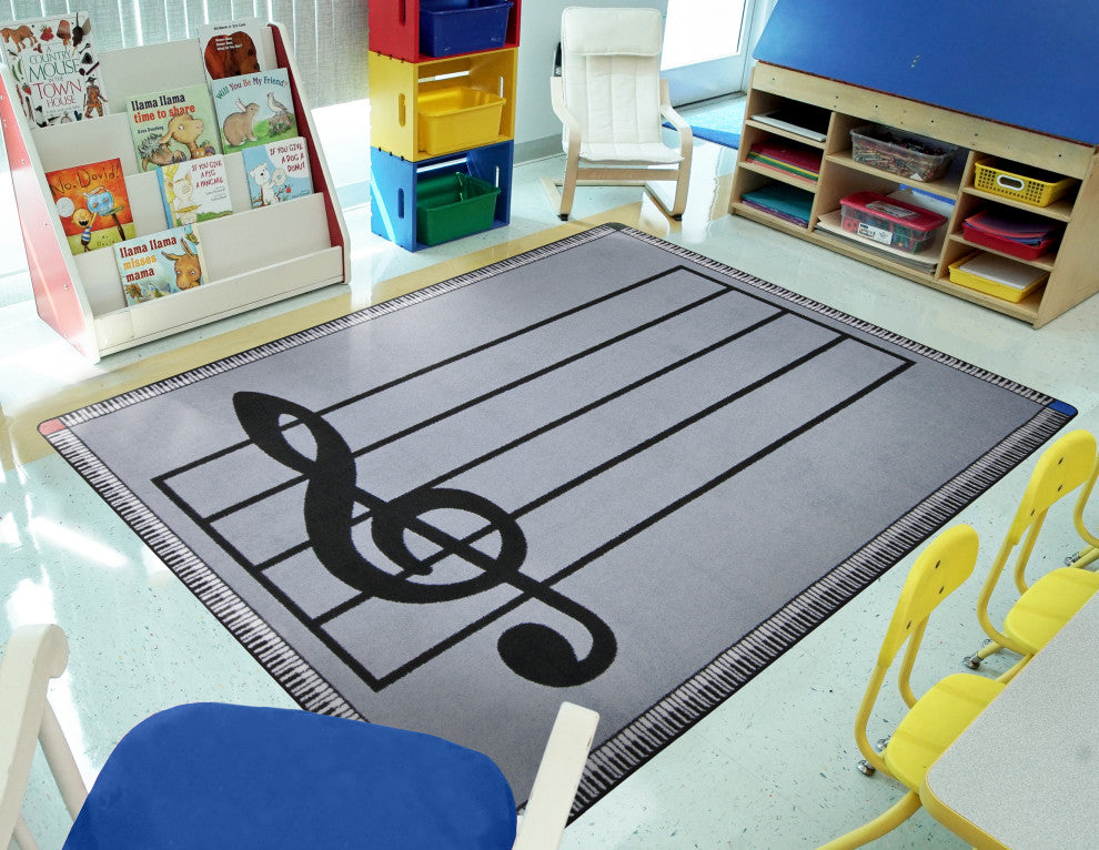 Kid Essentials Rug, Play Along, Gray, 5'4"x7'8"