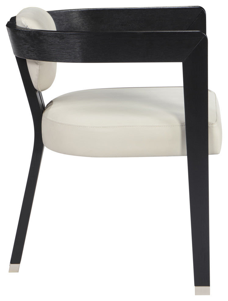 Carlyle Faux Leather Upholstered Dining Chair, Cream, Black Finish