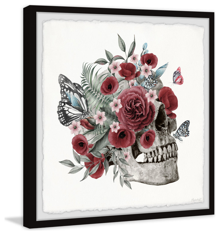 "Poppies and Peonies" Framed Painting Print, 18x18