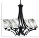 Zilo 6 Light Chandelier, Matte Black Finish With 4" Onyx Swirl Glass
