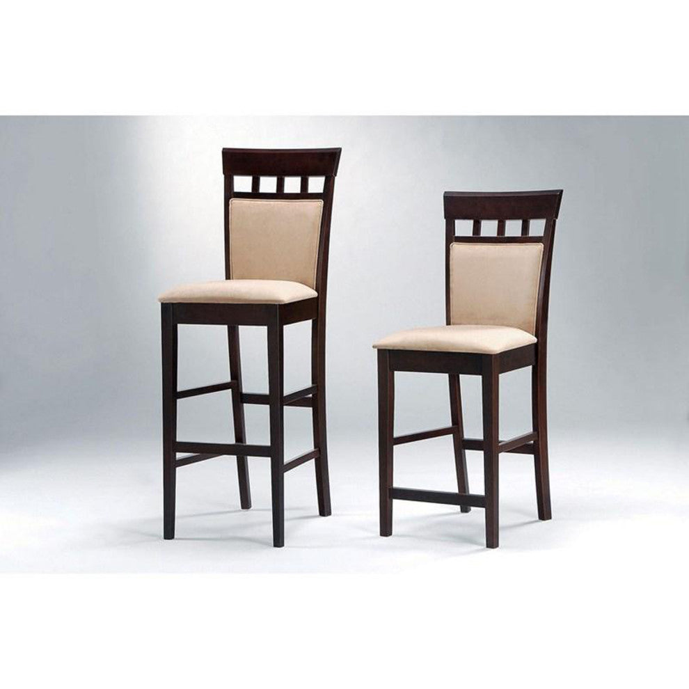 Set of 2 Counter Height Stools, Cappuccino And Tan