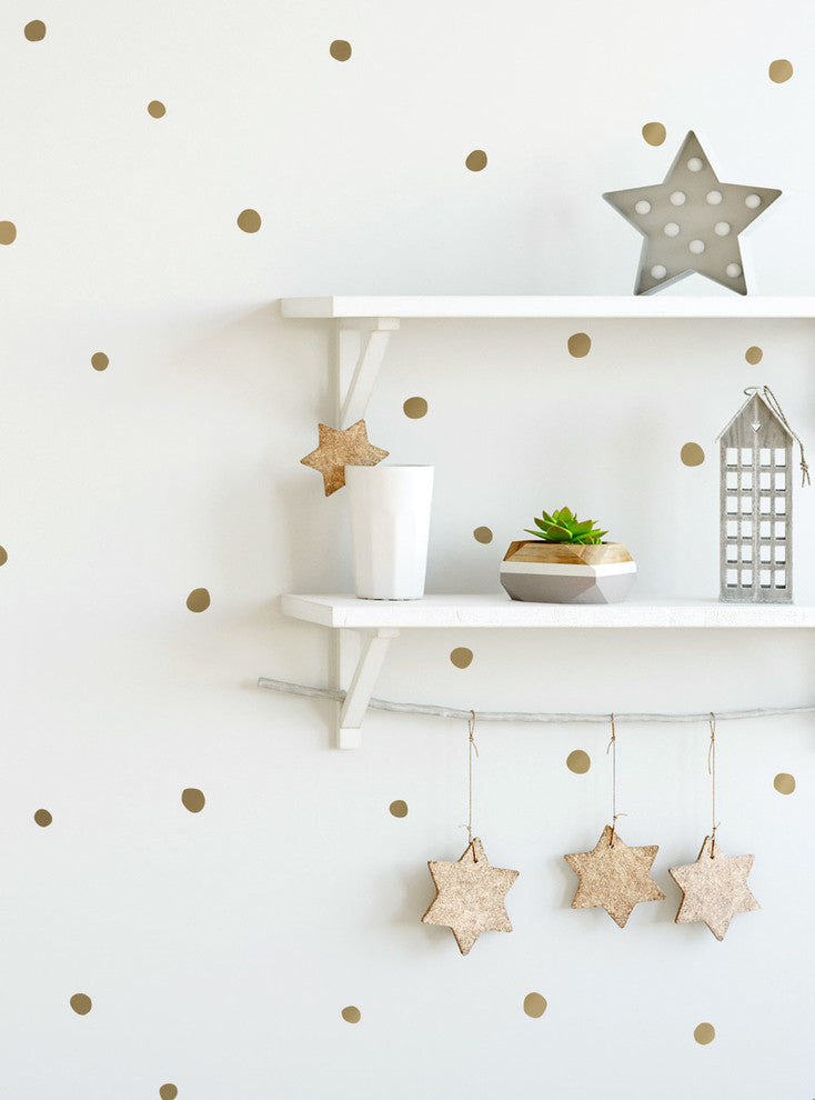 Irregular Dots Vinyl Wall Decals (0.75 - 1 inch dots), Gold