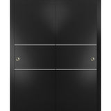 Bypass Doors 64 x 80 | Planum 0110 Matte Black with  | Sturdy Rails
