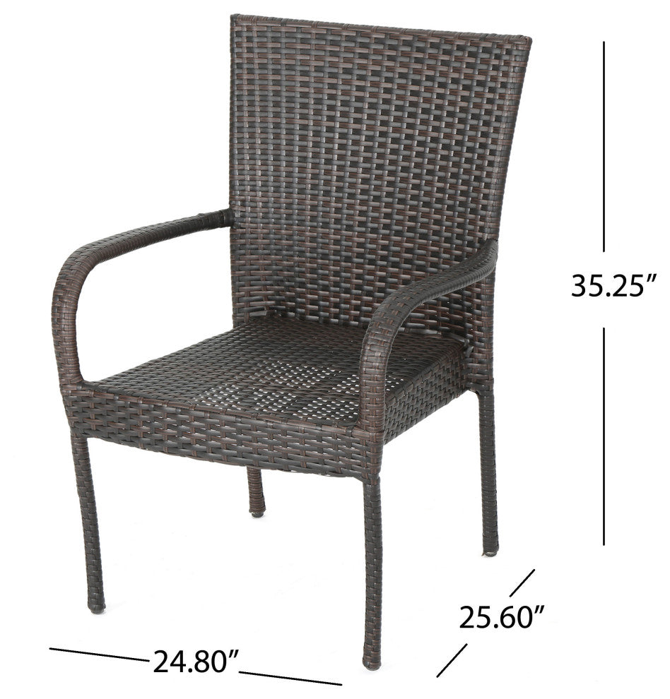 GDF Studio 3-Piece Bakerville Outdoor Multi-Wicker Chat Set With Stacking Chairs