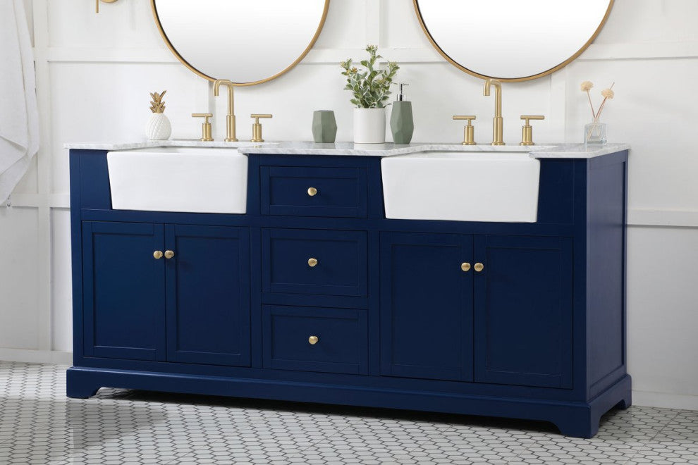 Elegant Decor VF60272DBL 72" Double Bathroom Vanity, Blue