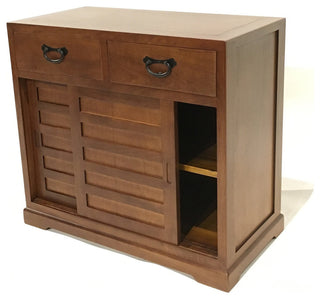Front view on white background with an open right-side cabinet compartment visible.