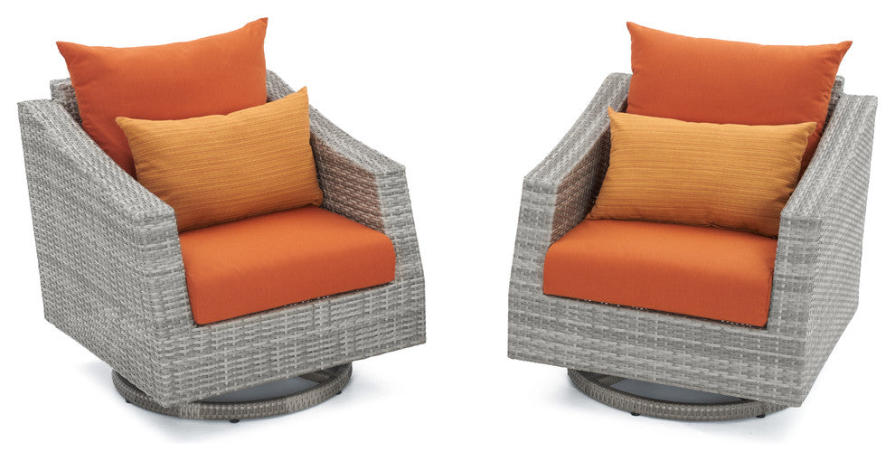 Cannes 2 Piece Aluminum Outdoor Patio Motion Club Chairs, Tikka Orange