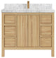 Elizabeth 42 Single Sink Bath Vanity in Light Natural Teak 2" Carrara Marble