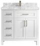 Cambridge 36 Center Sink Bath Vanity in White 2" Carrara Marble