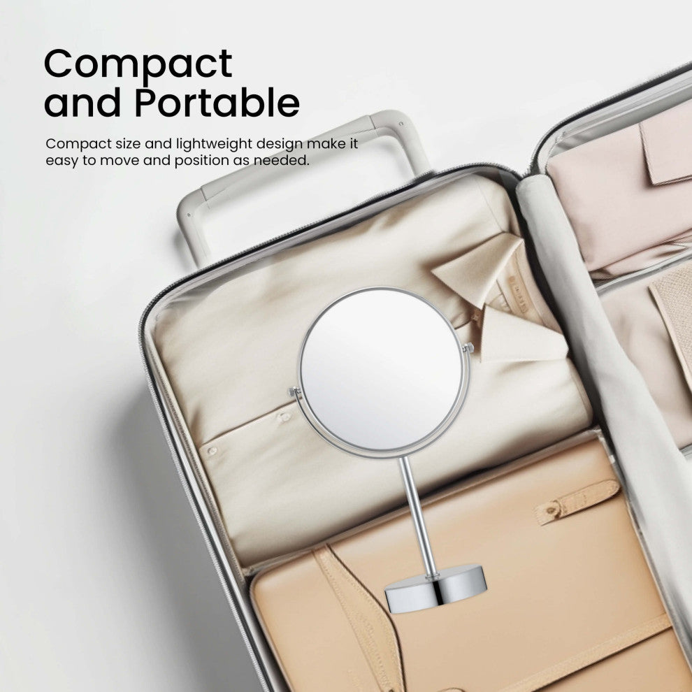 Circular Free Standing Magnifying Make Up Mirror, Chrome