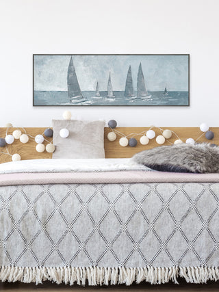 "Racing Sails" Floater Framed Painting Print on Canvas, 60x20