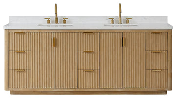 Vinnova Cadiz Bath Vanity, Composite Stone Top, Washed Ash Grey, 84", No Mirror