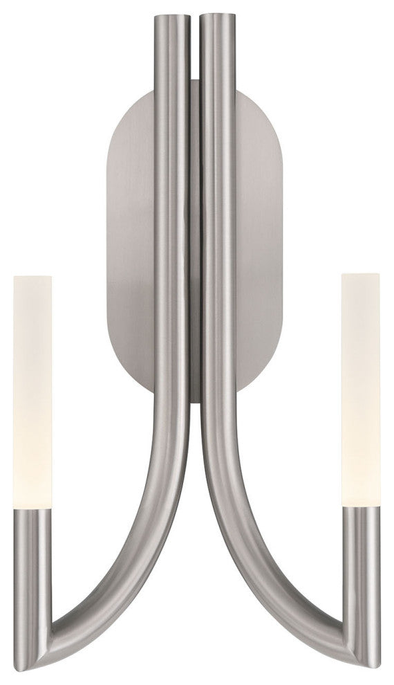 Olette, Wall Sconce, 2-Light, 17", Brushed Nickel, Frosted Acrylic