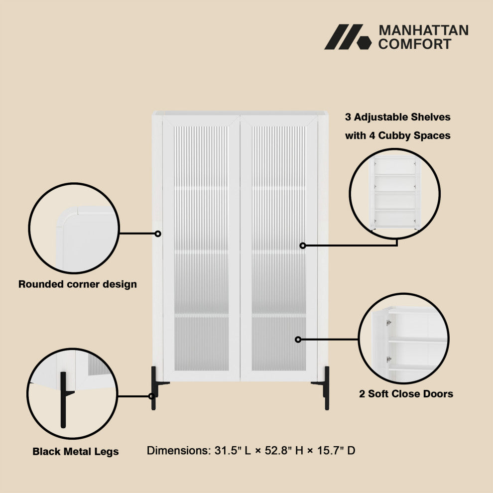 Manhattan Comfort 2-Piece Abbey Accent Cabinet and Bookcase