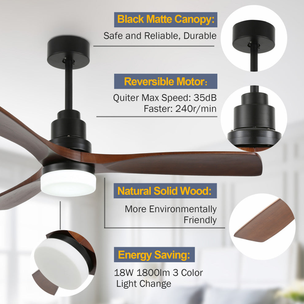 52'' Ceiling Fan With LED Light and Remote Control