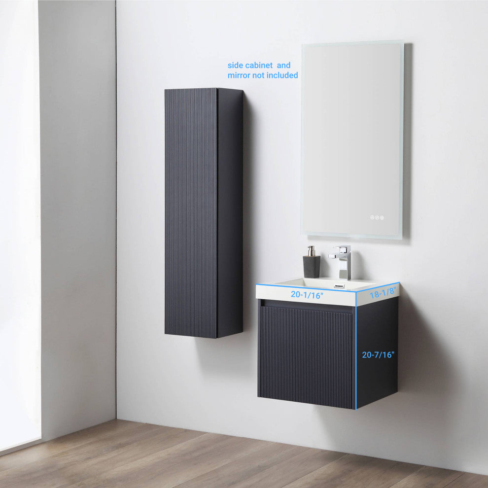 Floating Bathroom Vanity with Sink, Wall Mounted Vanity, Blue, 20'' W/ Sink