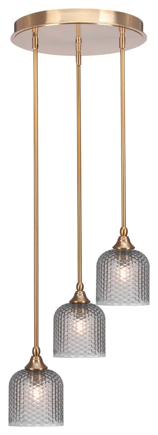 Empire 3-Light Cluster Pendalier, New Age Brass/Smoke Textured