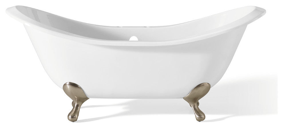 Cheviot Products Regency Cast Iron Bathtub With Faucet Holes, Brushed Nickel