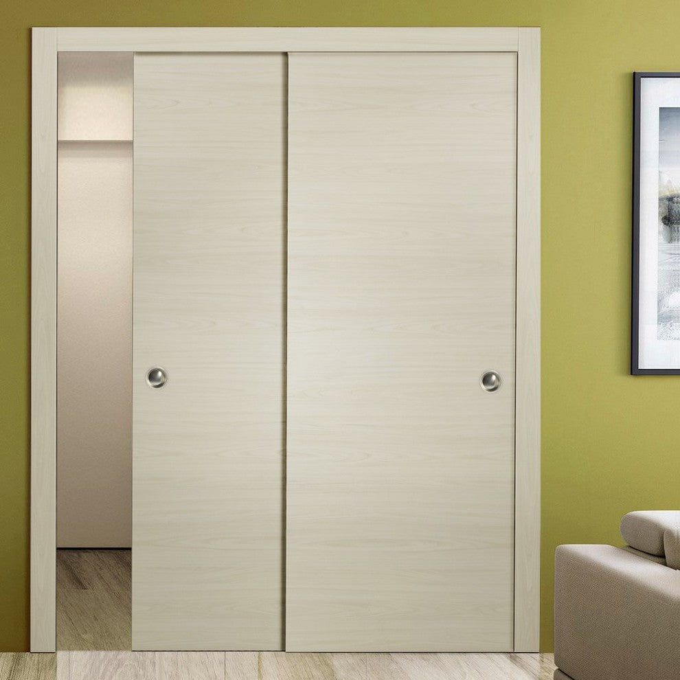 Sliding Closet Bypass Doors 60 x 80 & Hardware | Planum 0010 Milk Ash
