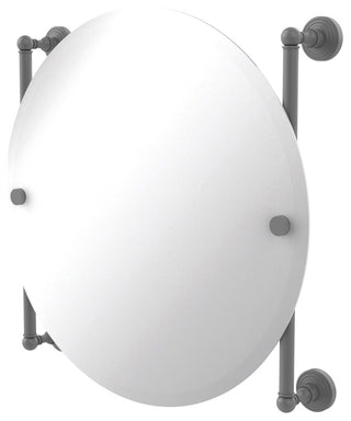 Waverly Place Round Frameless Rail Mounted Mirror, Matte Gray