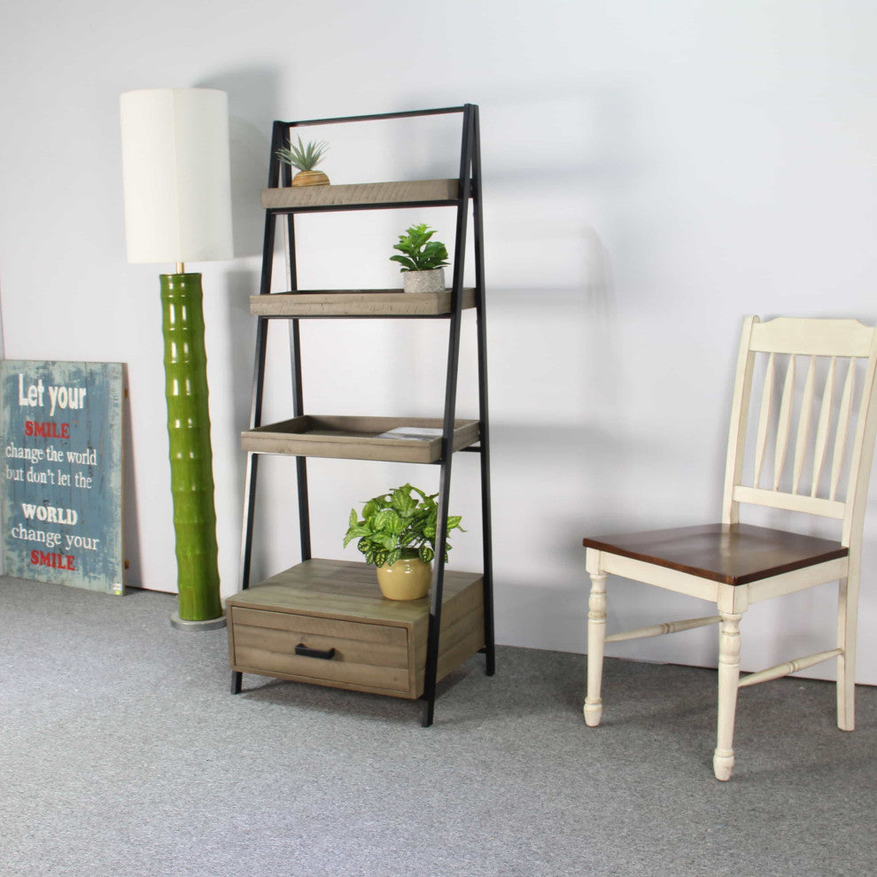 Chillon Ladder Bookcase, Gray