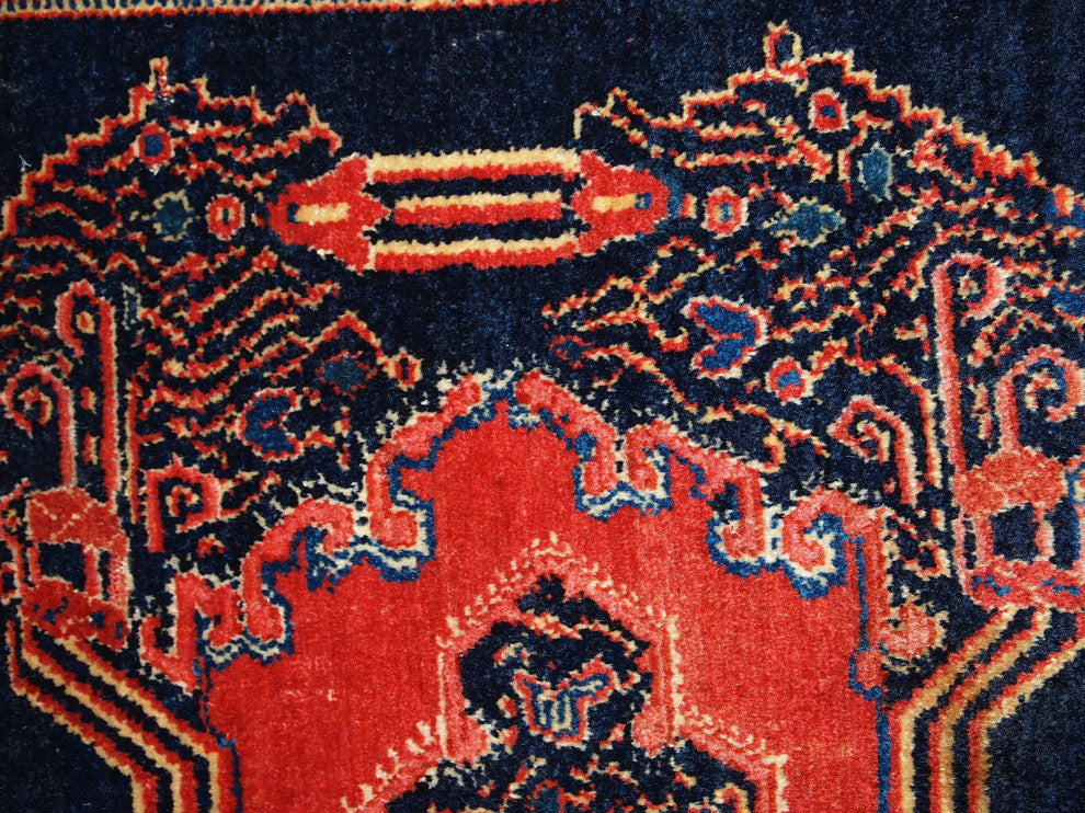 Handmade antique Persian pair of Senneh rugs 1.7' x 2.6' ( 52cm x 80cm ) 1900s