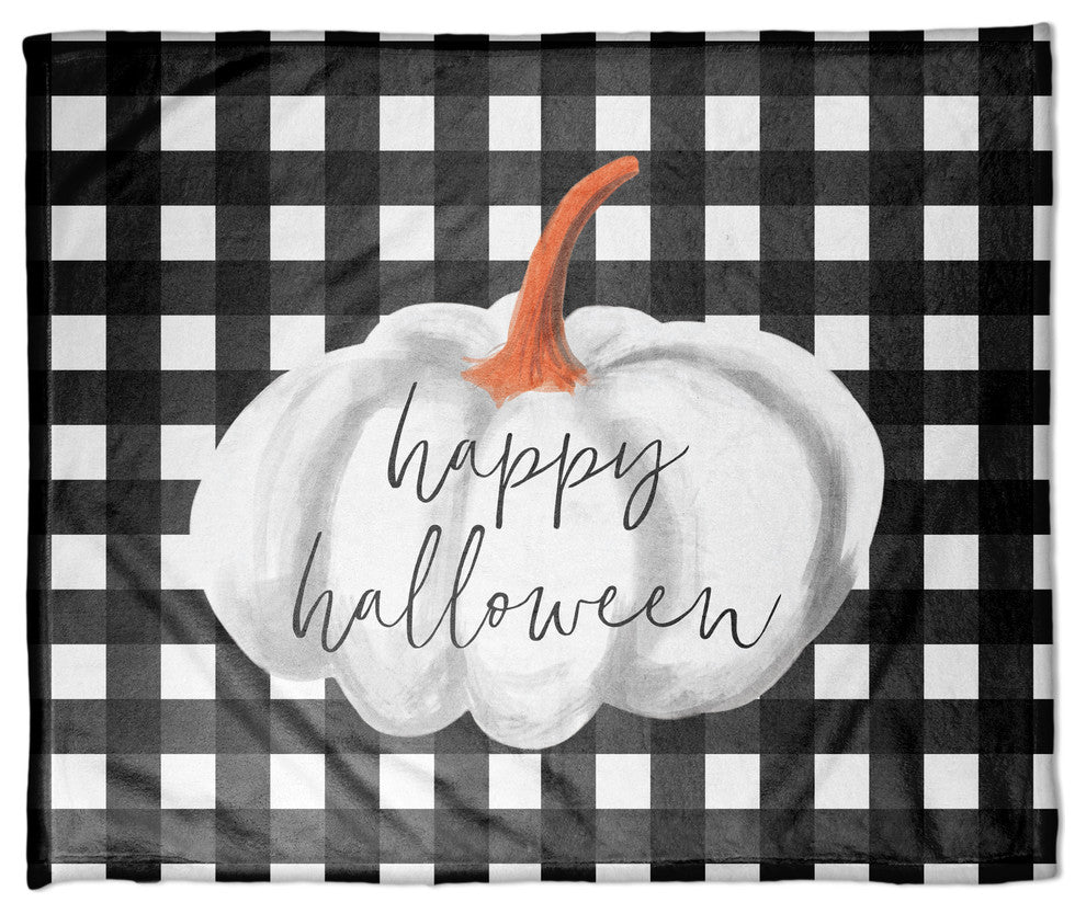 Happy Halloween Buffalo Check Fleece Blanket