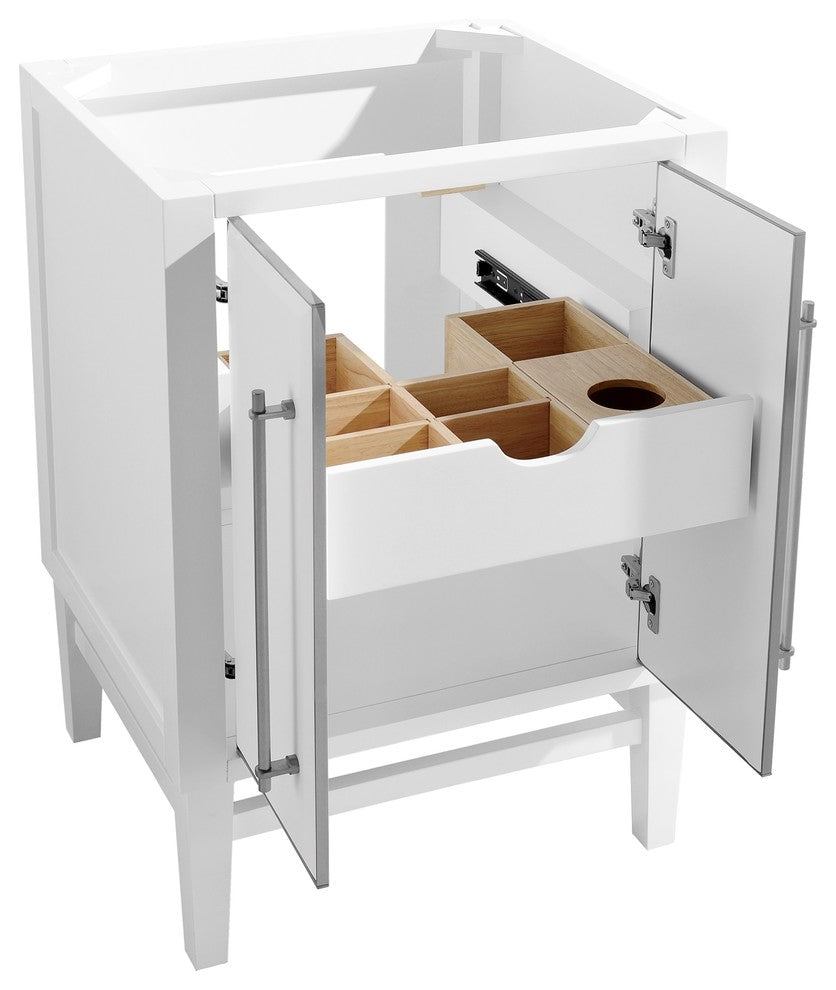 Mason 24" Vanity Only, White With Brushed Silver Hardware