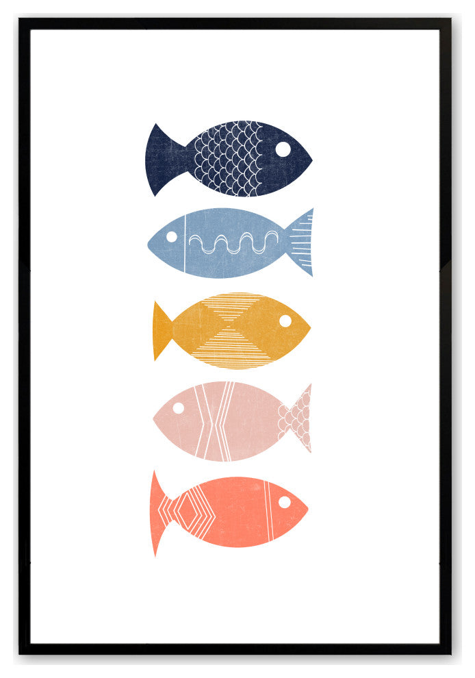 Satin Black 12" x 16" Fish Framed Print
