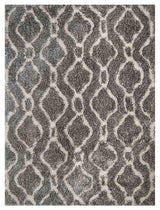 HAND TUFTED SHAG POLYESTER ECO-FRIENDLY AREA RUGS -  Gray White Color, Geometric