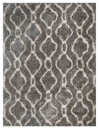HAND TUFTED SHAG POLYESTER ECO-FRIENDLY AREA RUGS -  Gray White Color, Geometric