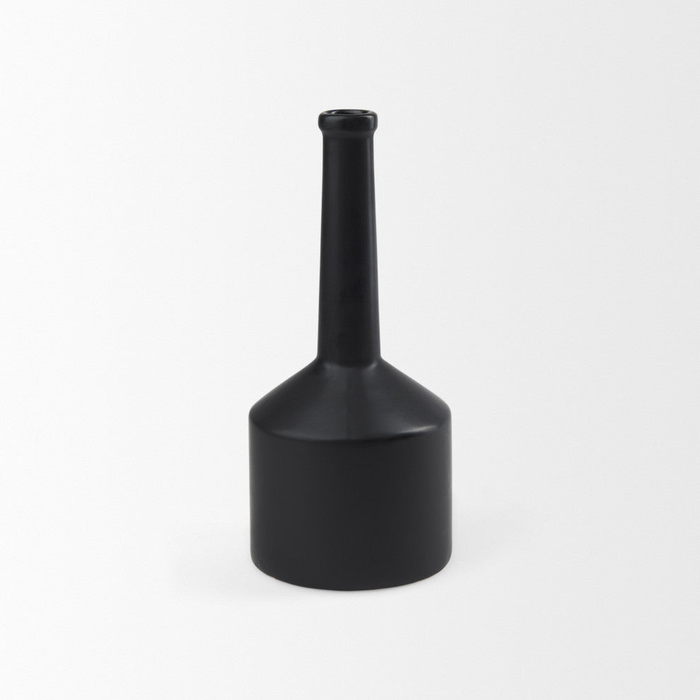 Burton 14.2H Medium Matte Black Ceramic Jug Vase