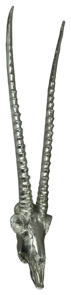 Metallic Silver Finish Antelope Antlers Wall Hanging