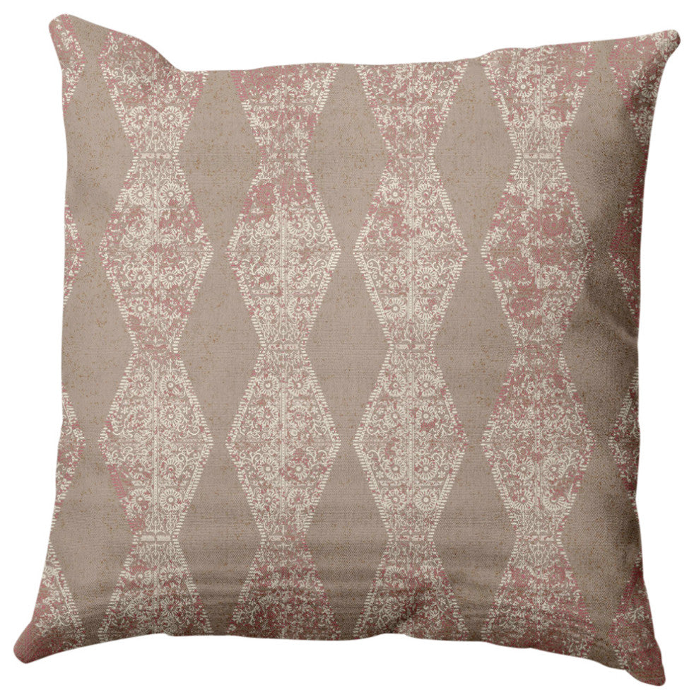Pyramid Stripe Decorative Throw Pillow, Tan, 16x16"