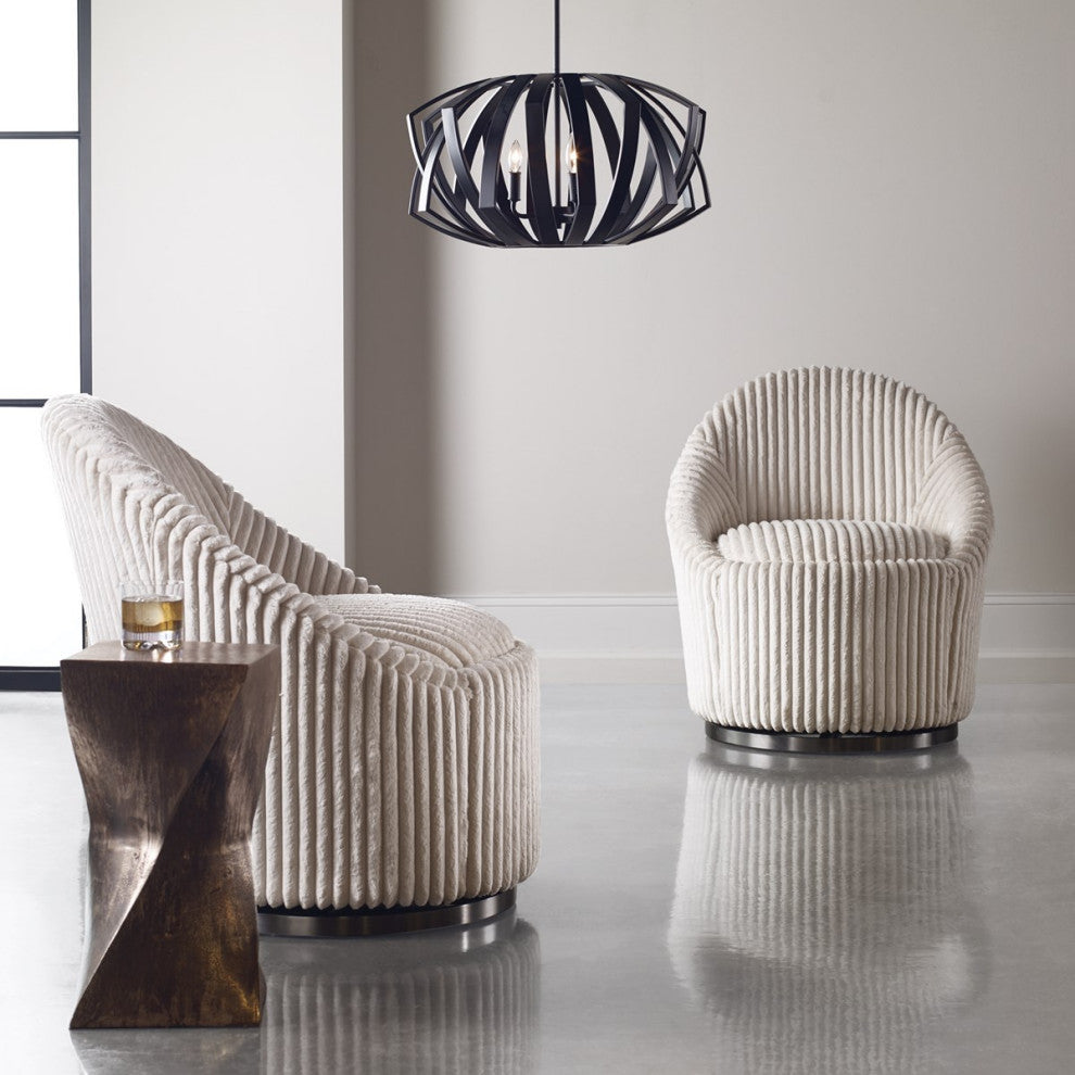 Uttermost Crue White Swivel Chair 23578