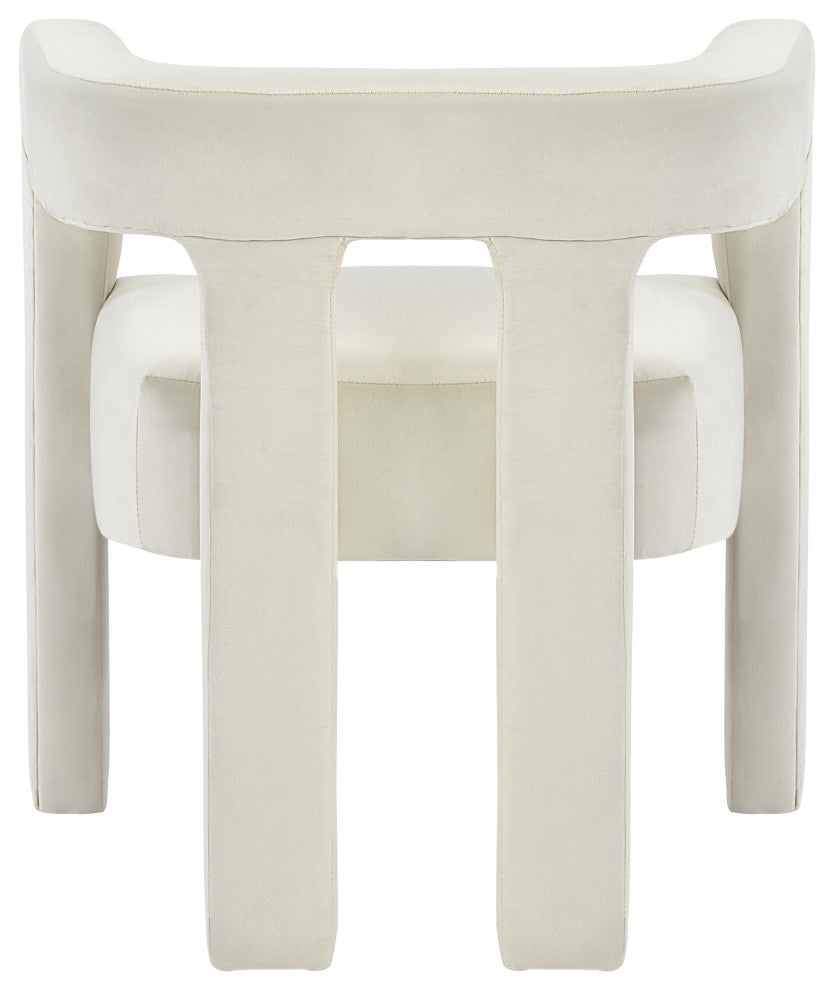 Athena Velvet Upholstered Dining Chair, Cream