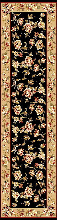 Cambridge 7336 Black, Beige Floral Delight, 2'2"x7'11" Runner