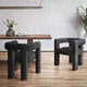 Boucle Chair, Linen Dining Chair with Barrel Sidearms and Back (Black)
