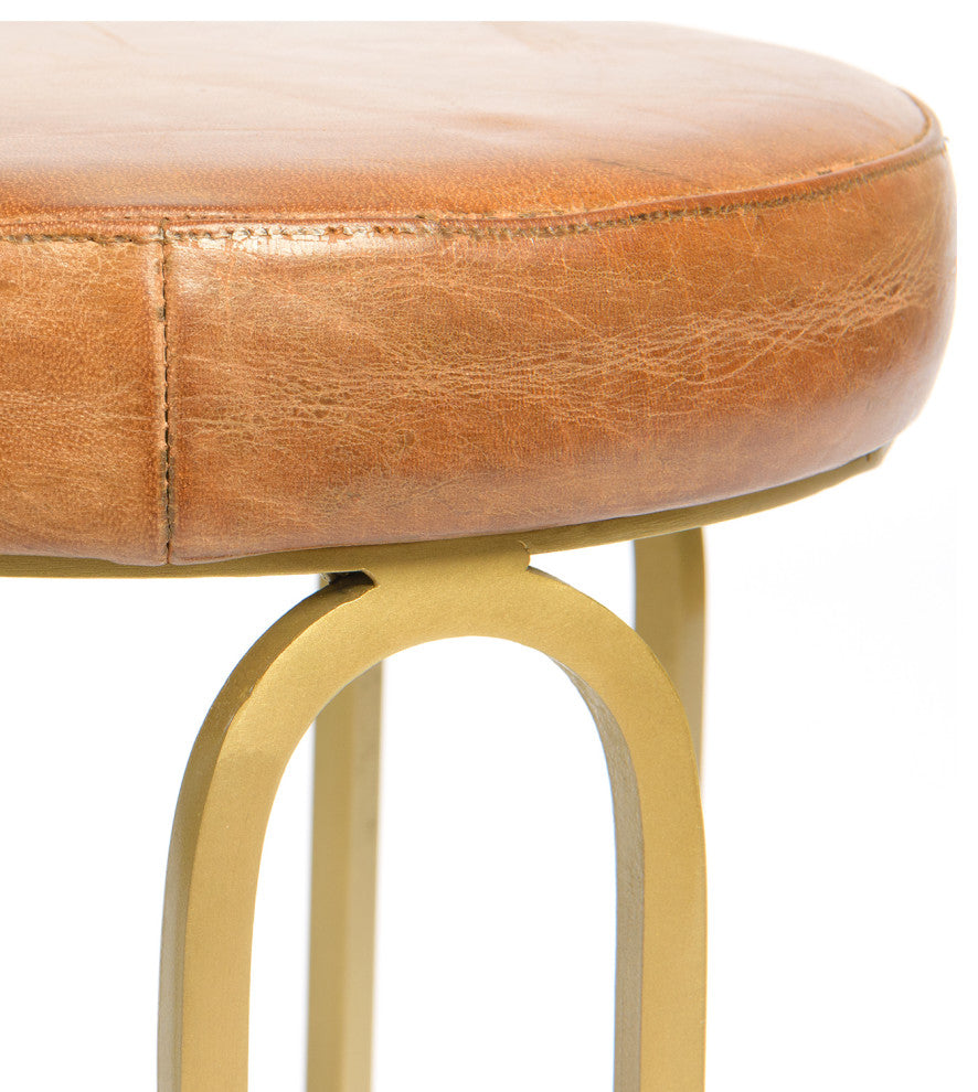 Genuine Leather Round Stool