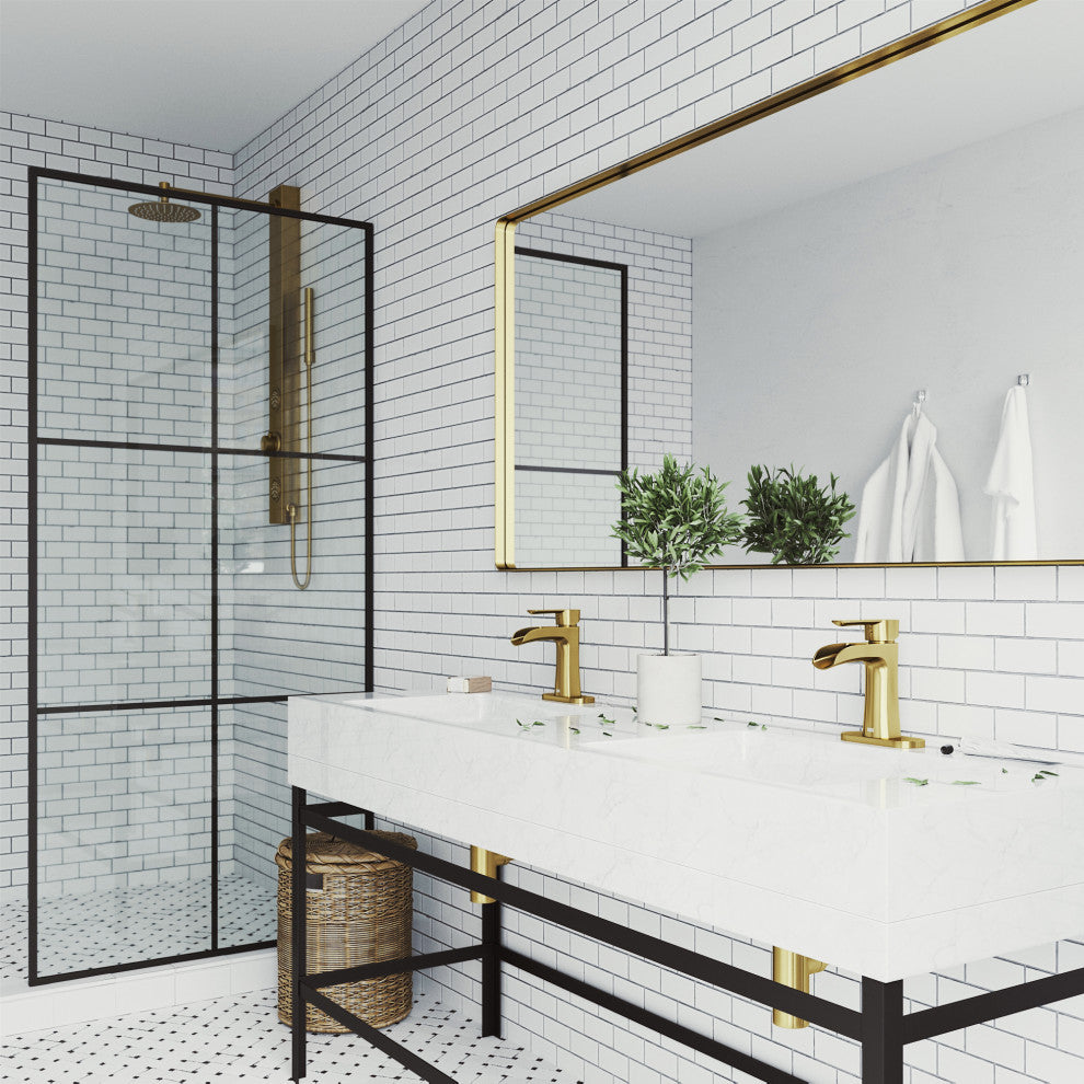 VIGO Paloma 7" H Single Handle Single Hole Bathroom Faucet, Matte Brushed Gold, With Deck Plate