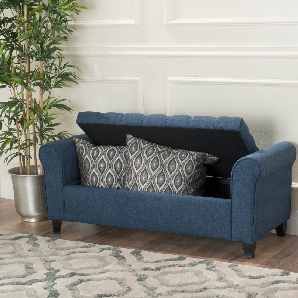 GDF Studio Keiko Contemporary Rolled Arm Fabric Storage Ottoman Bench