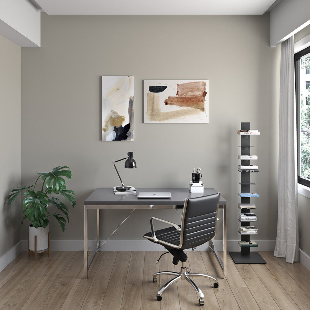 Gilbert Desk, Black With Chrome Steel Frame