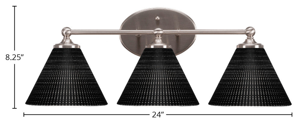 Capri 3-Light Bath Bar, Brushed Nickel/Black Matrix