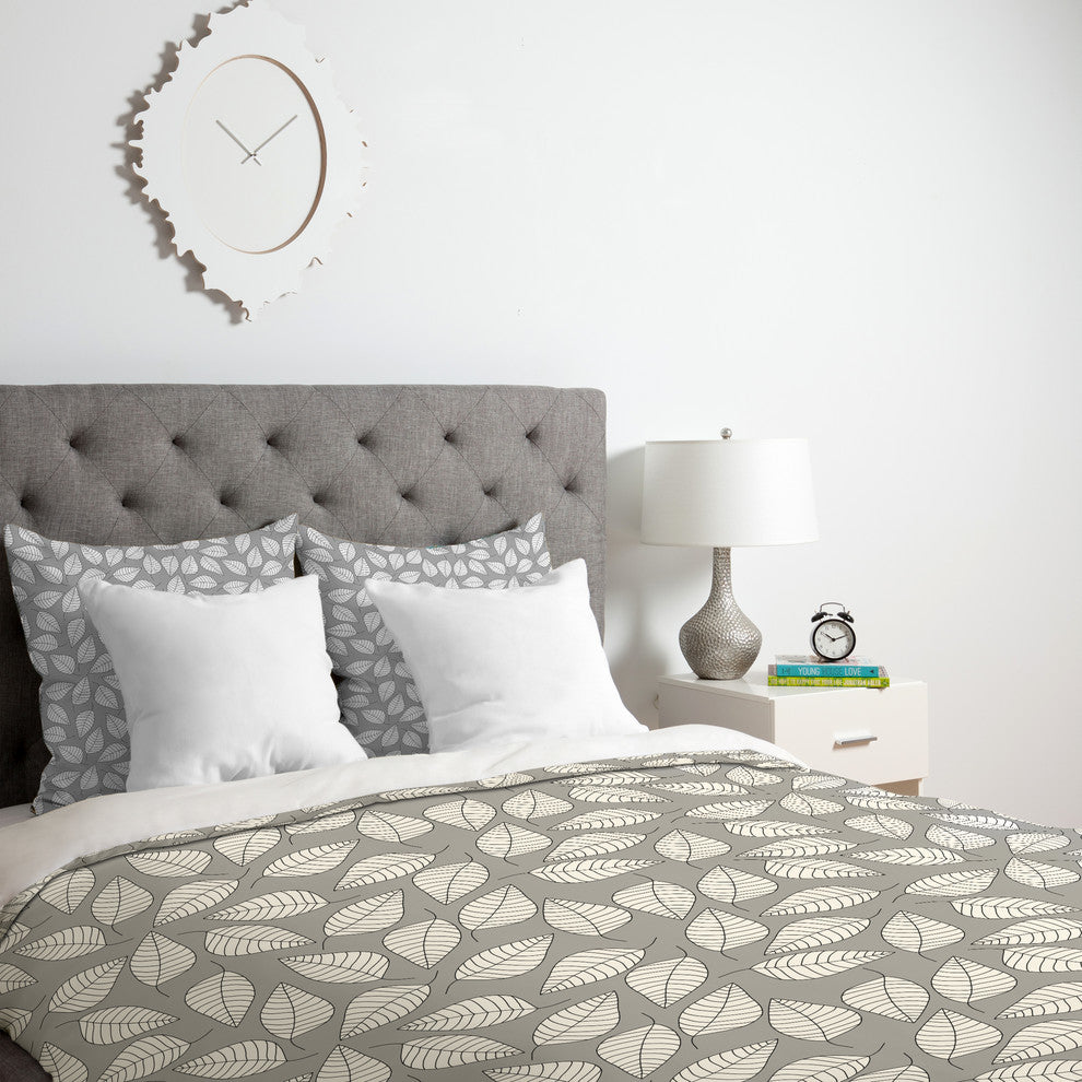 Deny Designs Bianca Green Leafy Duvet Cover - Lightweight