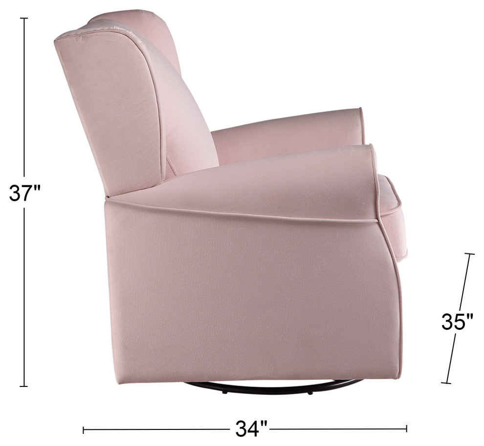 Swivel Chair With Nailhead Trim, Pink