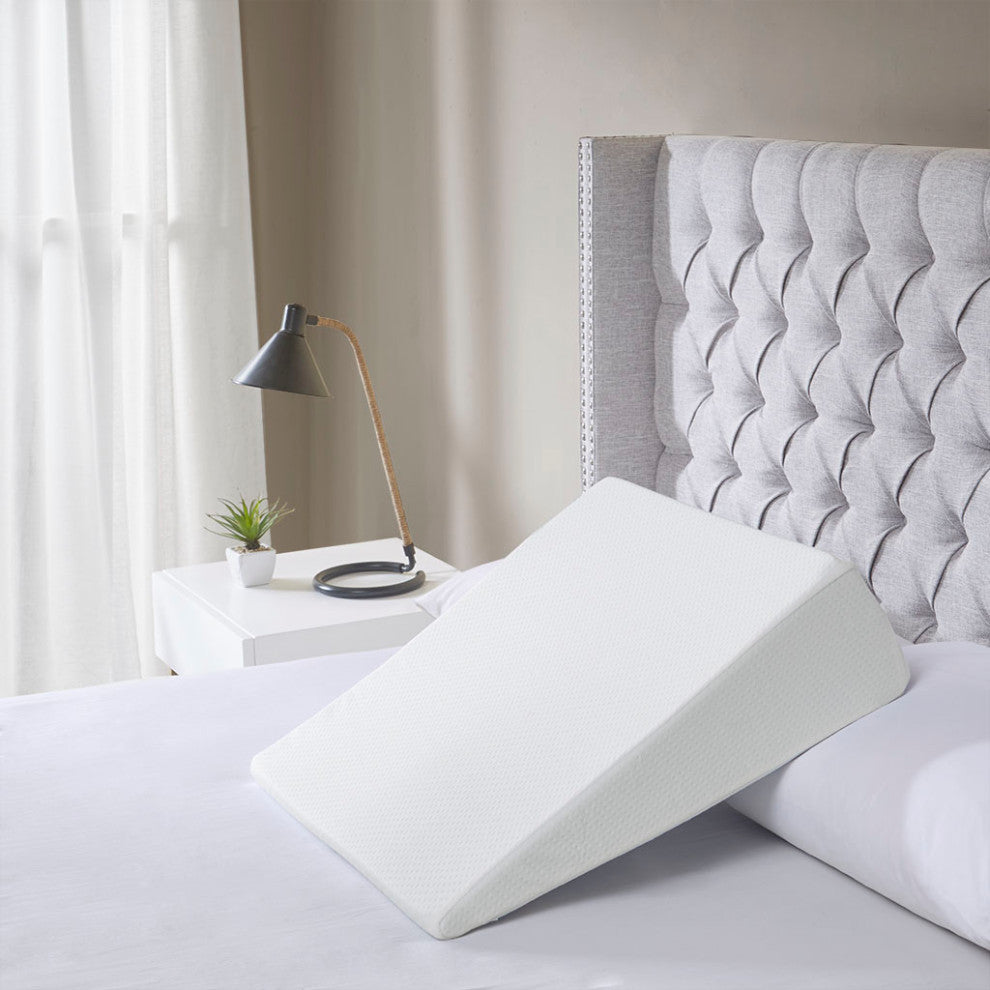 Sleep Philosophy Memory Foam Wedge Pillow, White