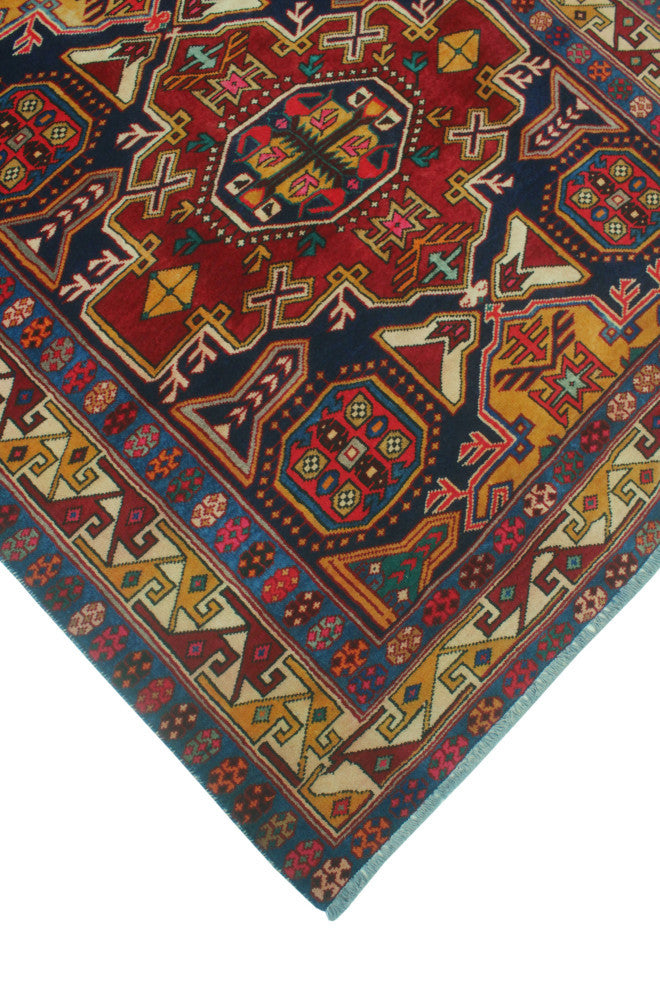 Fine Vintage Distressed Ahmad Red/Navy Runner, 4'2x9'5