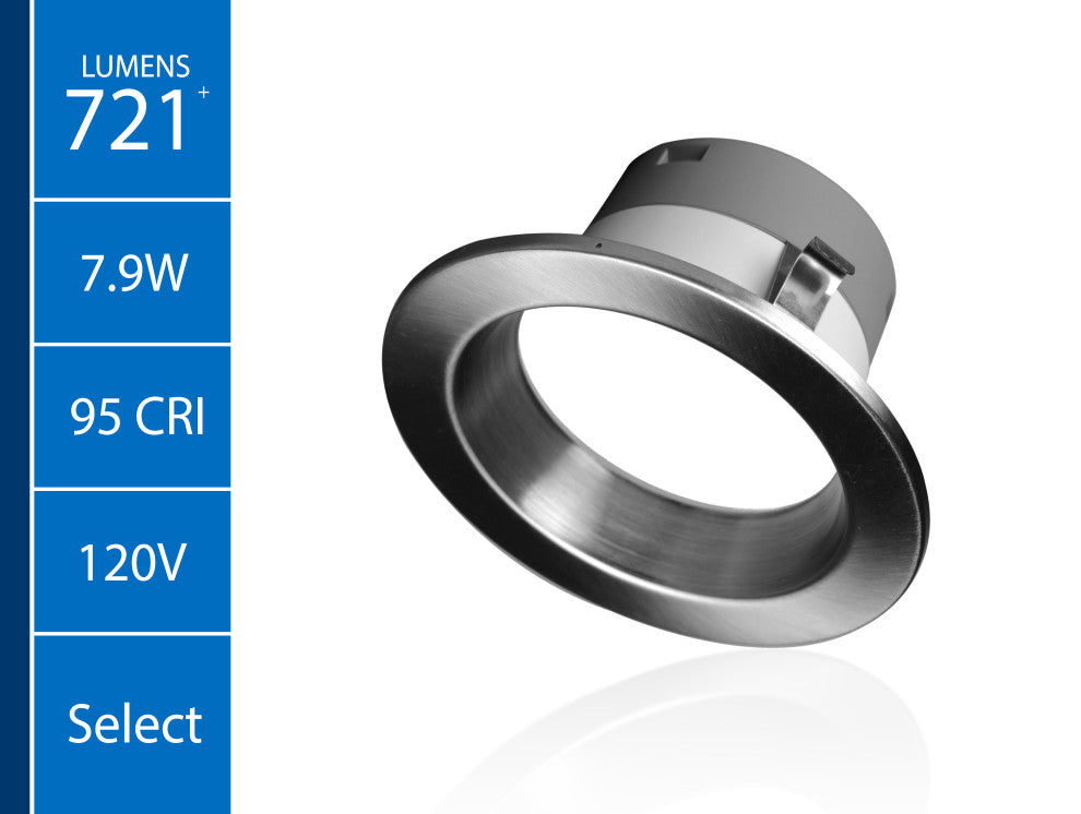 DLR(v6) Recessed LED Downlight, Nickel, Selectable Cct, 1 Pack
